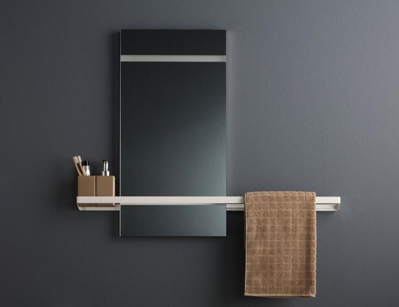 Bertocci FLY portasciugamani 42 cm bianco opaco in naturale montato a parete, vista del design e della finitura