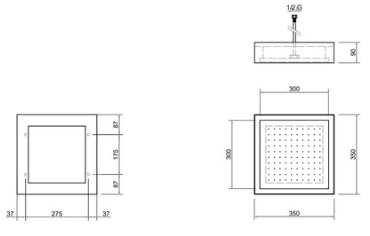 Antonio Lupi Soffione 35x35 A Soffitto Bianco E Acciaio
