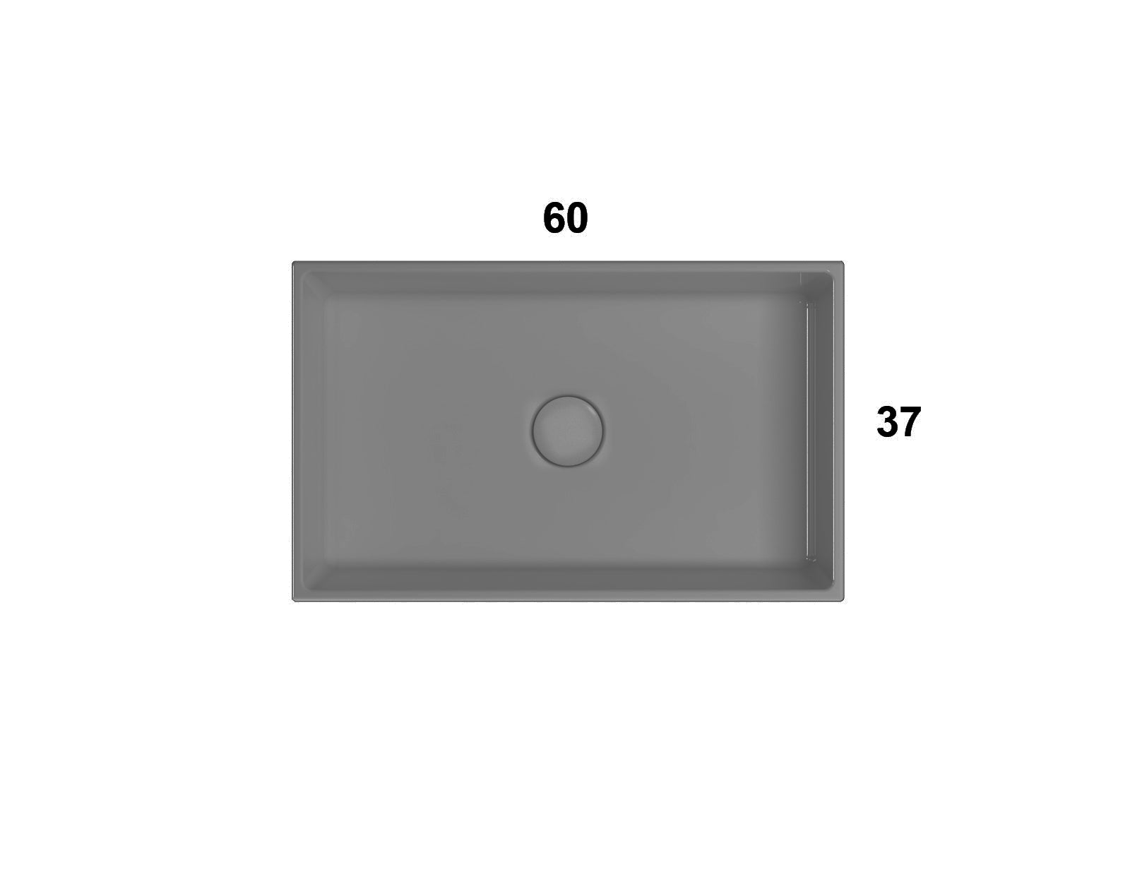 Globo Forty3 Lavabo 60x37 H.14 da Appoggio in ceramica, vista frontale su sfondo bianco - Ceramica Globo