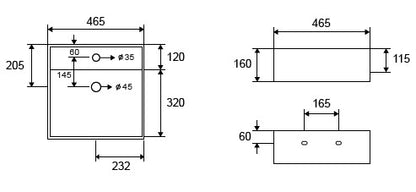 New Line B3 Lavabo lavamani 46,5x46,5 quadro Sospeso In Porcellana Bianca