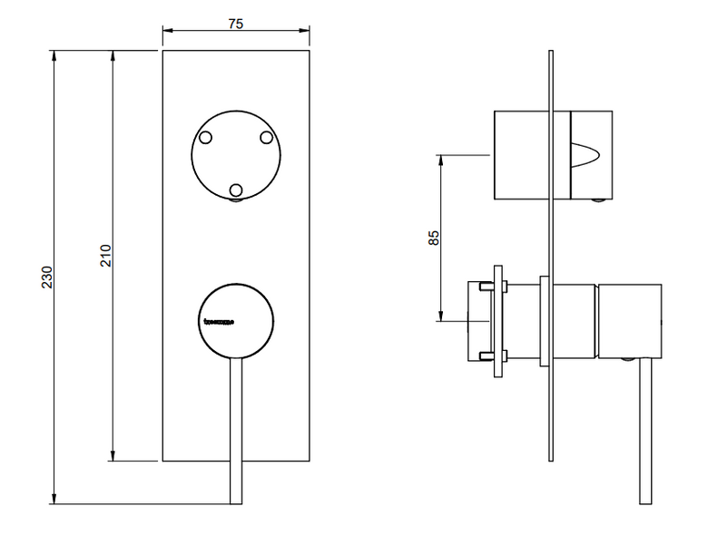 Treemme Up+ Miscelatore doccia monocomando con deviatore 3 Cromo Lucido, dettaglio ravvicinato della finitura e del...