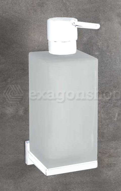 Colombo Look Dispenser sapone liquido a Muro in Vetro in vetro acidato e opaco montato a parete, vista del design e della...