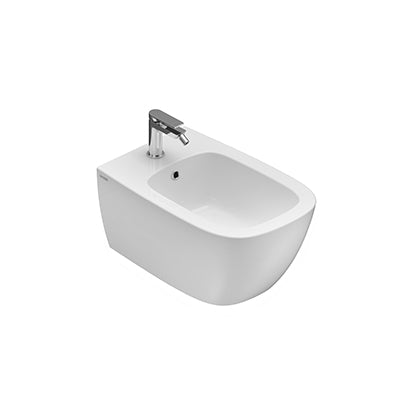Coppia sanitari Bidet e vaso sospesi con sedile rallentato in duroplast Bianco Genesis Ceramica Globo