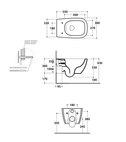 Coppia sanitari Bidet e vaso sospesi con sedile rallentato in duroplast Bianco Genesis Ceramica Globo