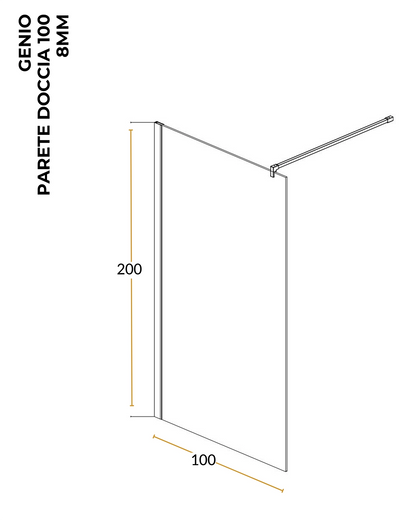 Parete doccia fissa 100 cm H 200 cristallo 8 mm fume profili cromo Genio
