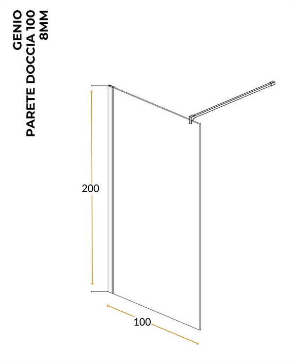 Parete doccia fissa 100 cm H 200 cristallo 8 mm fume profili cromo Genio