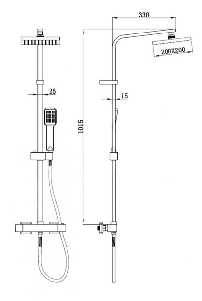 New Line Colonna Doccia Con Miscelatore e Soffione quadro Cromo
