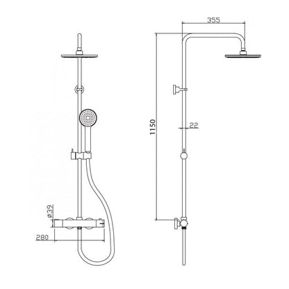 New Line Colonna Doccia 115 Cm Con Miscelatore e Soffione 20 Cm Cromo