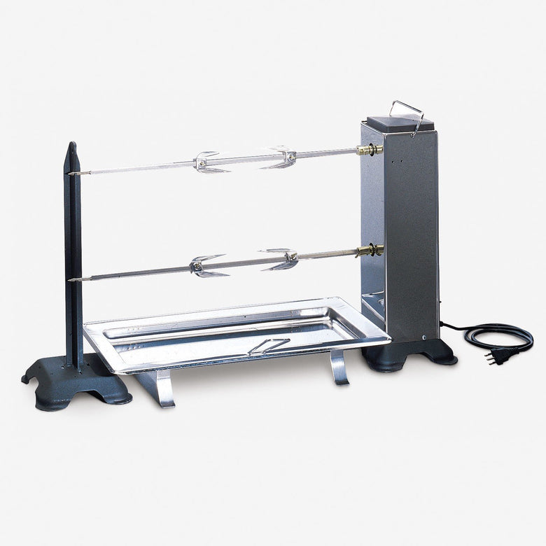 Palazzetti Girarrosto professionale 90 cm autoportante 15 Acciaio accesa in soggiorno, fiamma visibile attraverso il vetro