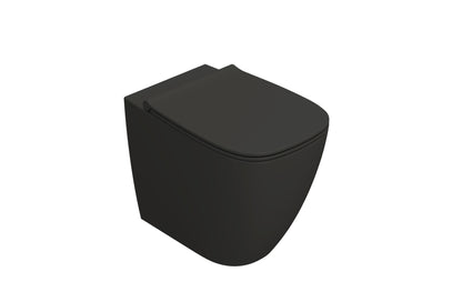 Globo Genesis coppia sanitari a pavimento vaso senza brida con sedile rallentato e bidet a filo parete smoke