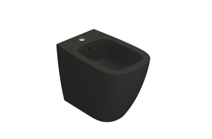 Globo Genesis coppia sanitari a pavimento vaso senza brida con sedile rallentato e bidet a filo parete smoke