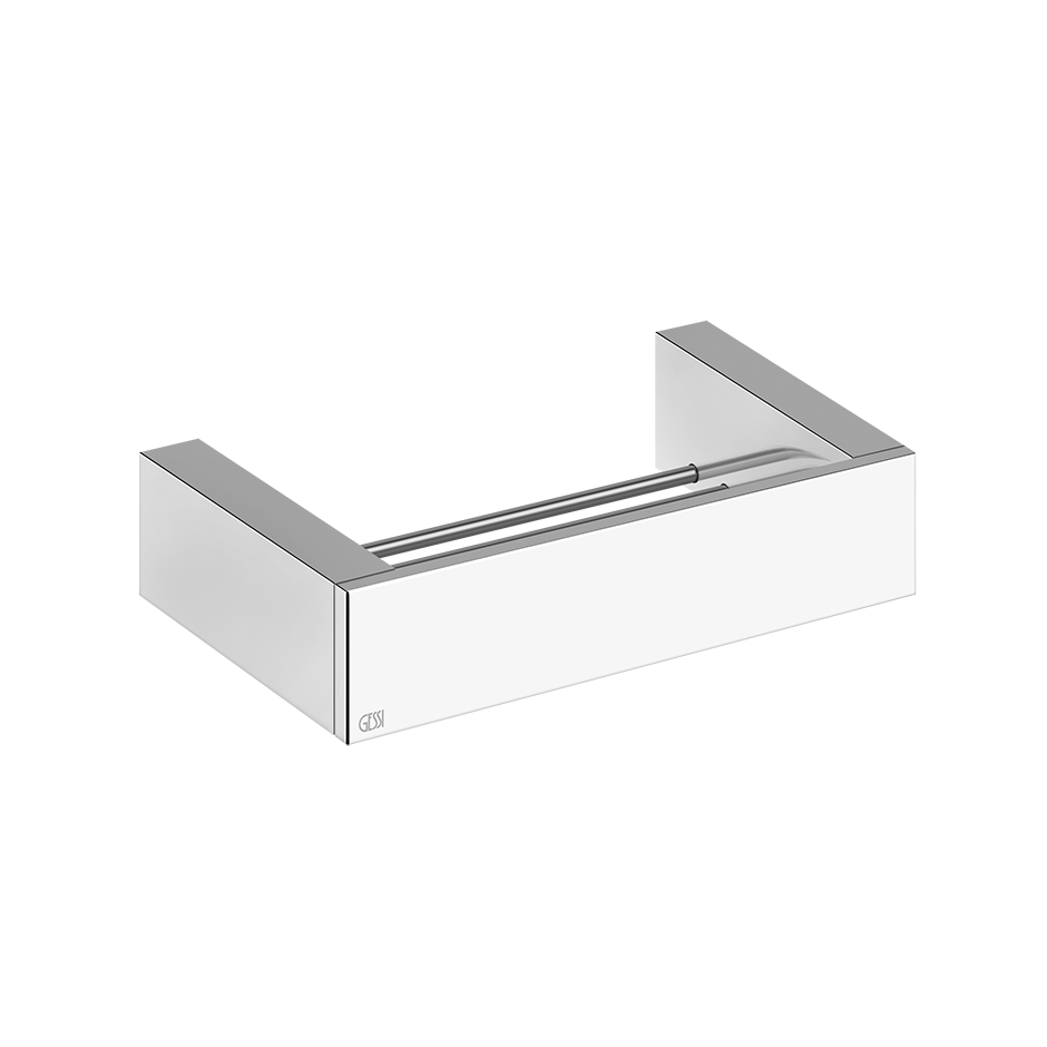 Griglia porta oggetti a parete cromo rettangolo gessi Cromo Lucido installato in bagno moderno con ante in vetro temperato
