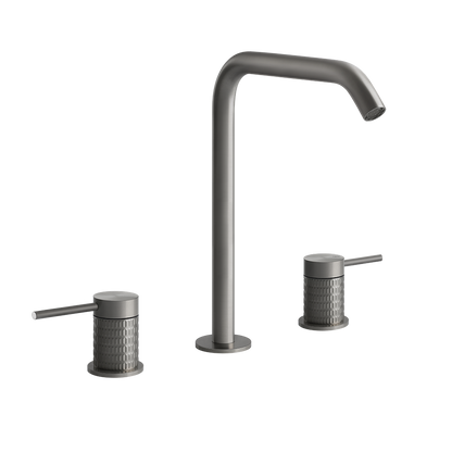 Gessi Meccanica Gruppo lavabo 3 fori con bocca senza scarico steel brushed
