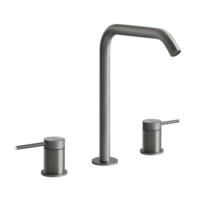 Gessi trame Gruppo lavabo 3 fori con bocca alta senza scarico steel brushed 54311
