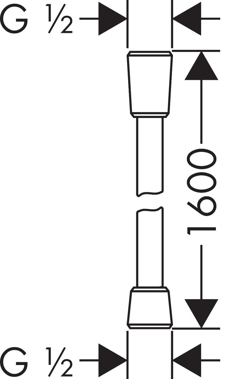 Hansgrohe kit doccia con soffione croma 1jet 28 cm braccio, vista frontale della maniglia e della bocca di erogazione