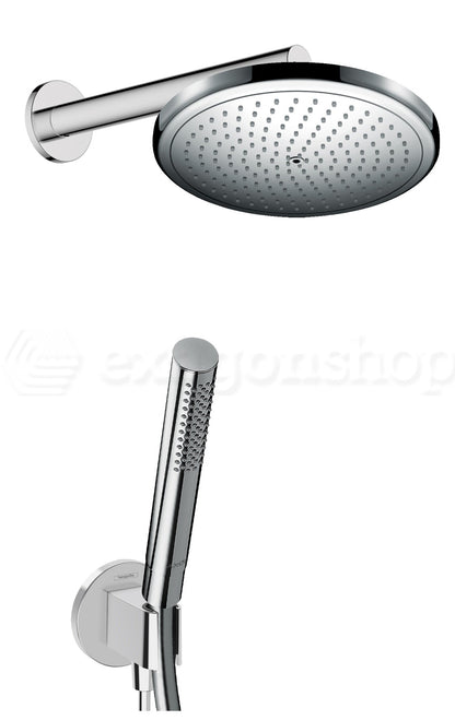 Hansgrohe kit doccia con soffione croma 1jet 28 cm braccio doccia vernis 24 cm doccetta starck 1 jet con supporto e flessibile 160 cm cromo