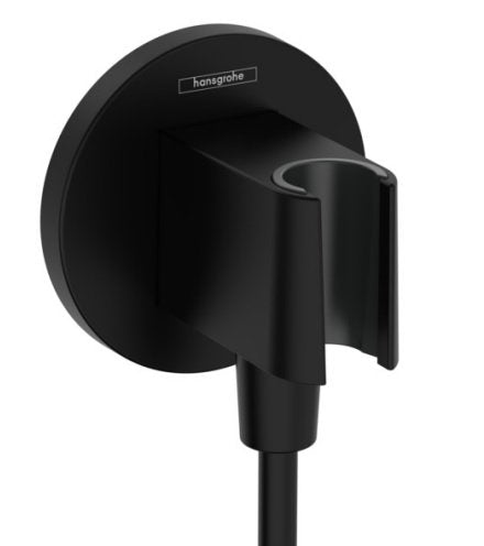 Hansgrohe kit doccia con soffione croma 1jet 28 cm braccio, vista frontale della maniglia e della bocca di erogazione