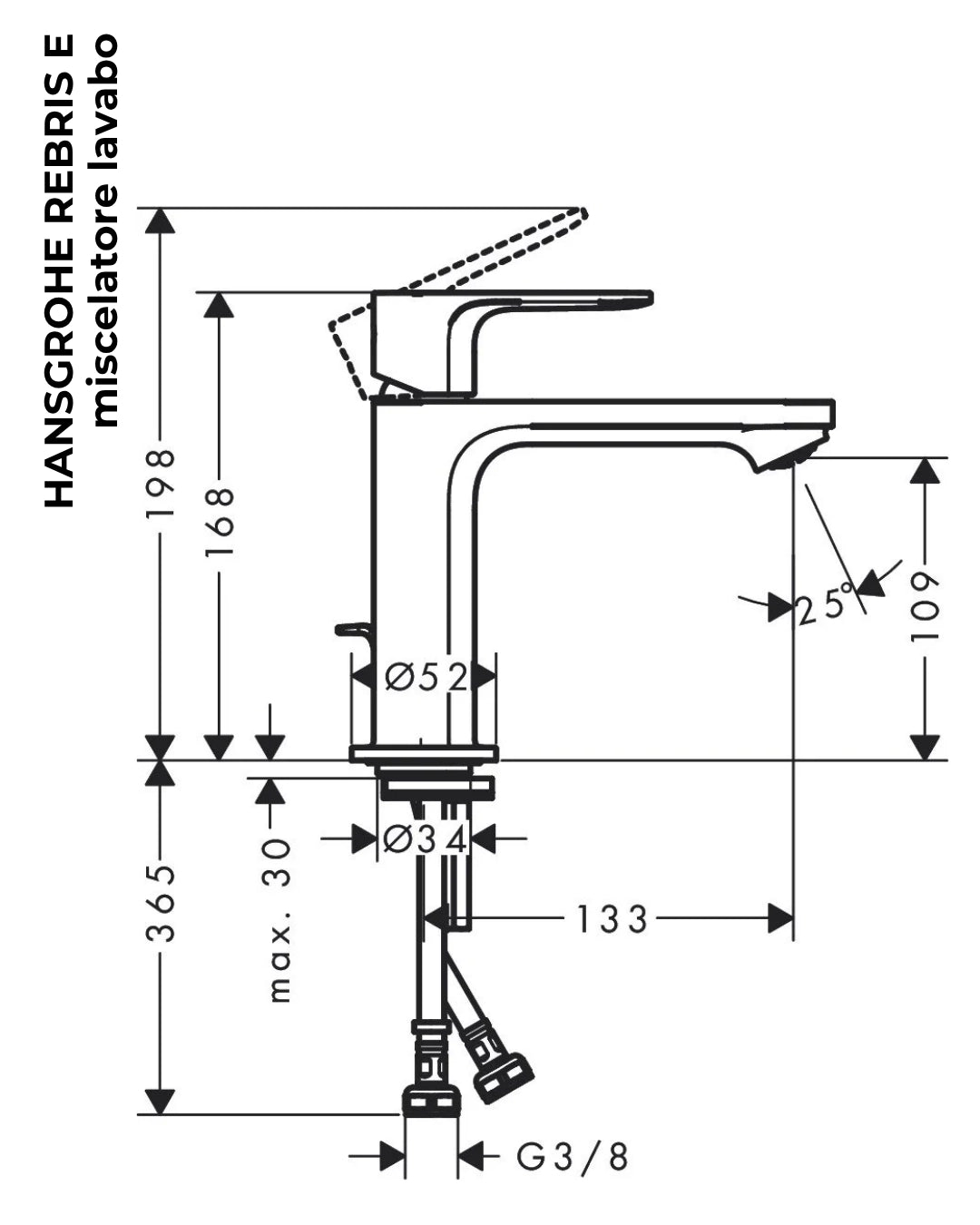 Hansgrohe Rebris E Miscelatore Lavabo 110 Coolstart Con Piletta Nero Opaco 72559670