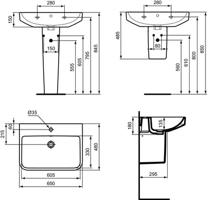 Ideal standard i.life b t460601 lavabo 65 cm in ceramica bianco lucido