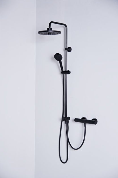 ideal standard idealrain colonna doccia con deviatore soffione 20 cm e doccetta stick miscelatore non incluso nero seta-BC747XG