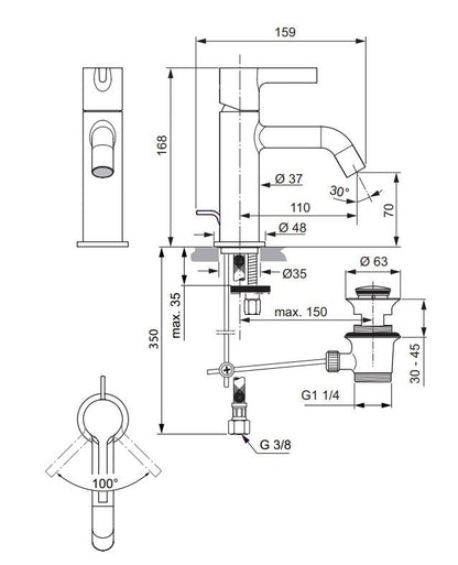 Ideal standard Joy coppia miscelatori bidet e lavabo con asta cromo BC784AA+BC775AA