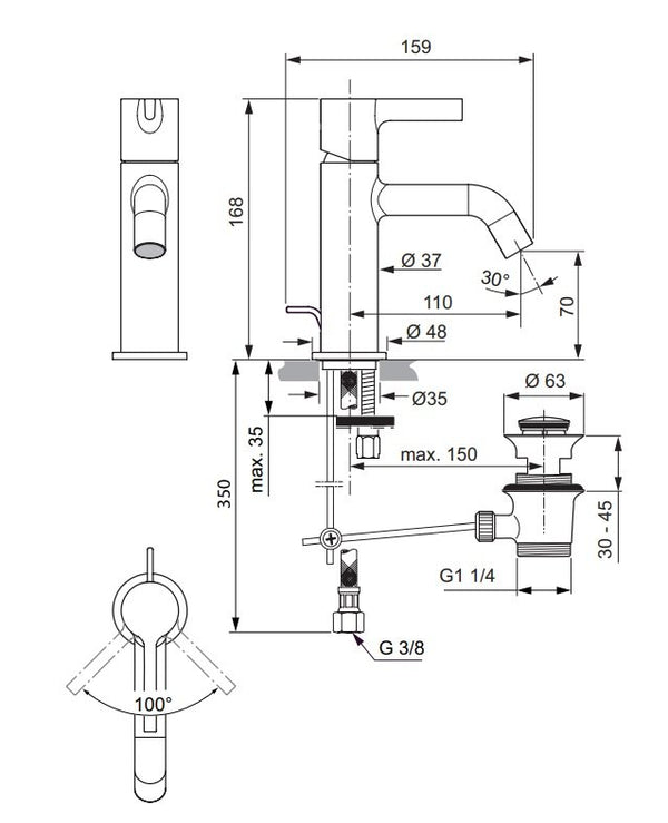 Ideal Standard Joy Miscelatore lavabo con asta cromo BC775AA