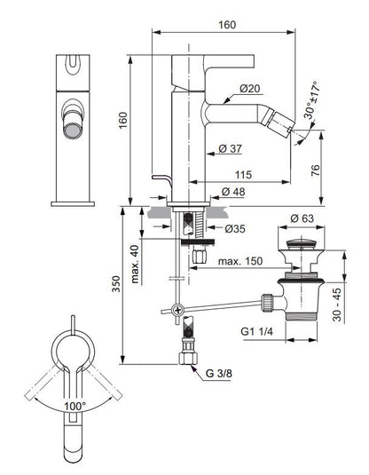 Ideal standard Joy coppia miscelatori bidet e lavabo con asta cromo BC784AA+BC775AA