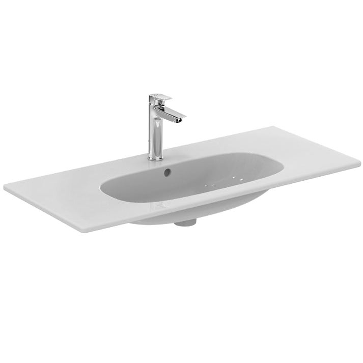Ideal Standard Tesi Lavabo Top 100x45 con Foro centrale visto dall'alto con scarico e interno visibili