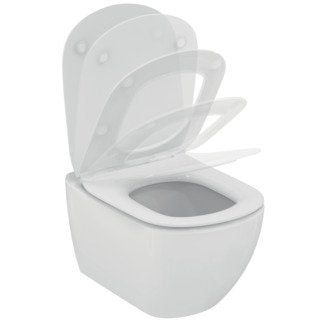 Ideal Standard Tesi Vaso sospeso AquaBlade con sedile slim Bianco Opaco, vista laterale del profilo e della forma