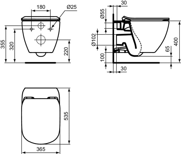 Ideal standard tesi t354601 vaso sospeso aquablade con fissaggi nascosti e sedile slim rallentato bianco
