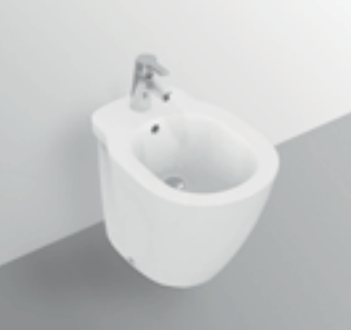 Bidet monoforo a Pavimento Bianco Europeo Connect Ideal ambientato su piano bagno con accessori