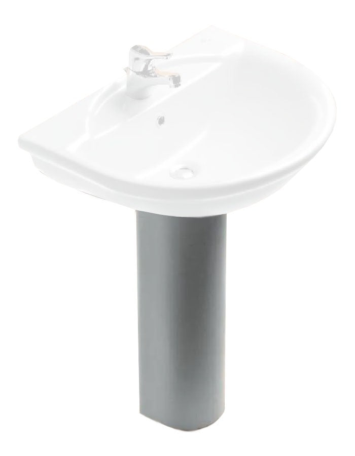 Ideal Standard Esedra Colonna Per Lavabo In Ceramica Bianco Bianco Eu ambientato su piano bagno con accessori