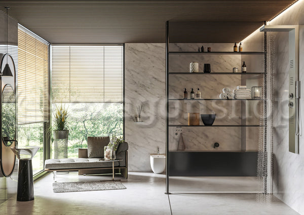 Pannello doccia idromassaggio termostatico con effetto cascata in acciaio Quadro