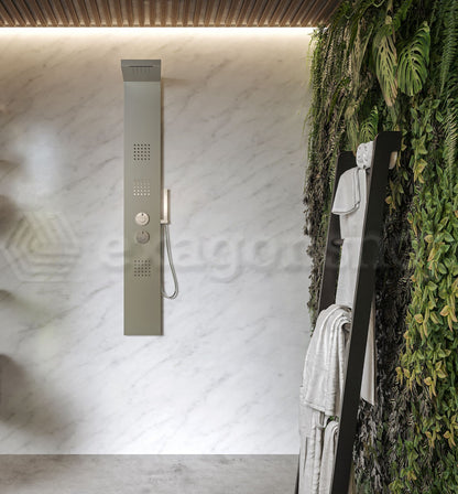 Pannello doccia idromassaggio termostatico con effetto cascata in acciaio Quadro
