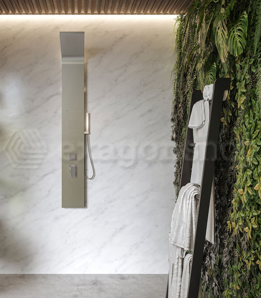 Pannello doccia idromassaggio termostatico con effetto cascata in acciaio Onda