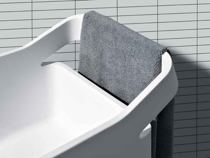 Zucchetti Lab 03 Lavabo Free Standing 48x40 H.89 a, vista laterale del profilo e della forma - Zucchetti Rubinetteria
