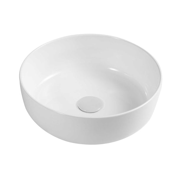 Lavabo tondo 33 cm slim da appoggio In Ceramica Bianco