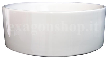 Lavabo 41 cm H 15,8 tondo da appoggio in ceramica Bianco Lucido