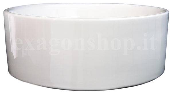 Lavabo 41 cm H 15,8 tondo da appoggio in ceramica Bianco Lucido