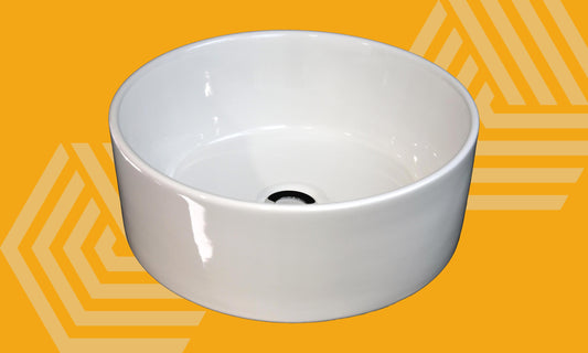 Lavabo 41 cm H 15,8 tondo da appoggio in ceramica Bianco Lucido