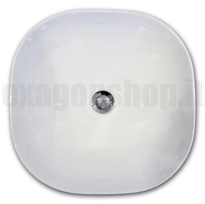 Lavabo 41,5x41,5 quadrato da appoggio ciotola in ceramica Bianco Lucido