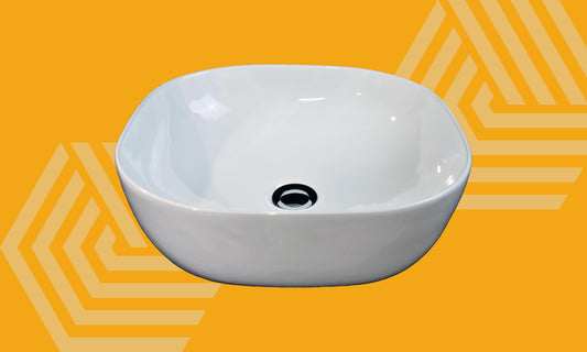 Lavabo 41,5x41,5 quadrato da appoggio ciotola in ceramica Bianco Lucido