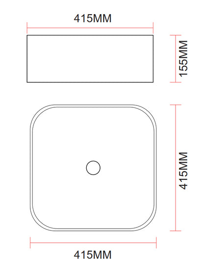 Lavabo 41,5x41,5 quadrato da appoggio ciotola in ceramica Bianco Lucido