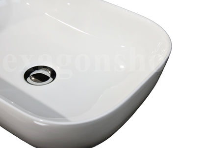Lavabo 46x32 rettangolare da appoggio in ceramica per mobile bagno Bianco Lucido