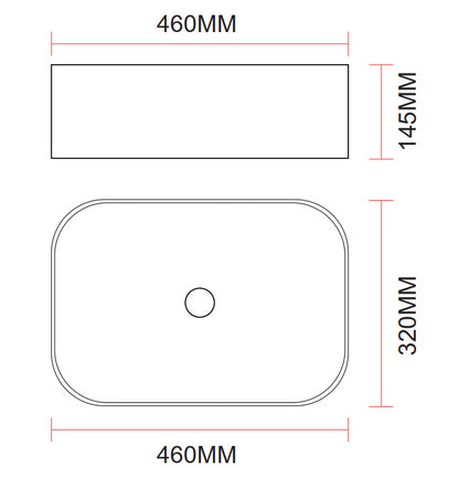 Lavabo 46x32 rettangolare da appoggio in ceramica per mobile bagno Bianco Lucido