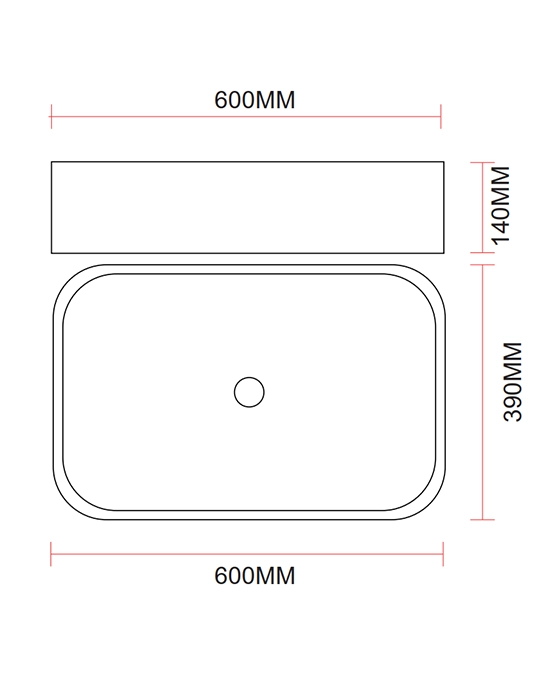 Lavabo 60x39 da appoggio in ceramica per mobile bagno Bianco Lucido