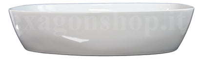 Lavabo 60x39 da appoggio in ceramica per top mobile bagno Bianco Lucido