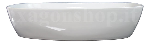 Lavabo 60x39 da appoggio in ceramica per top mobile bagno Bianco Lucido