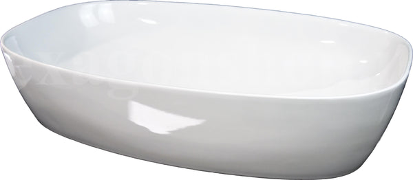 Lavabo 60x39 da appoggio in ceramica per top mobile bagno Bianco Lucido