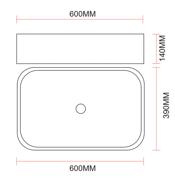 Lavabo 60x39 da appoggio in ceramica per top mobile bagno Bianco Lucido